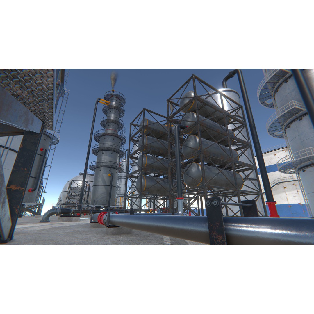 Modular Oil Refinery 3D Model – Low Poly Industrial Asset, FBX - View 5
