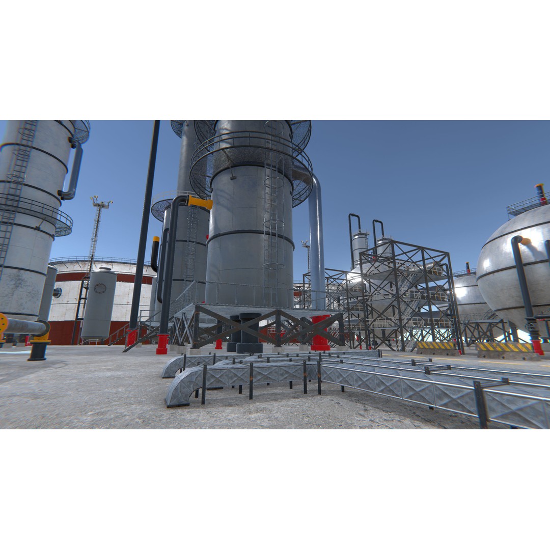Modular Oil Refinery 3D Model – Low Poly Industrial Asset, FBX - View 6