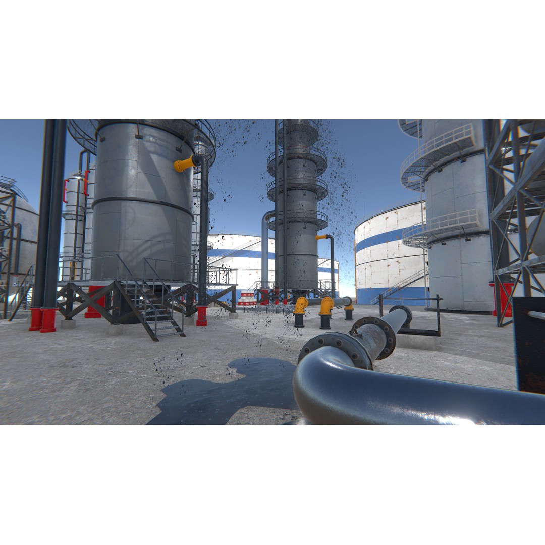 Modular Oil Refinery 3D Model – Low Poly Industrial Asset, FBX - View 8