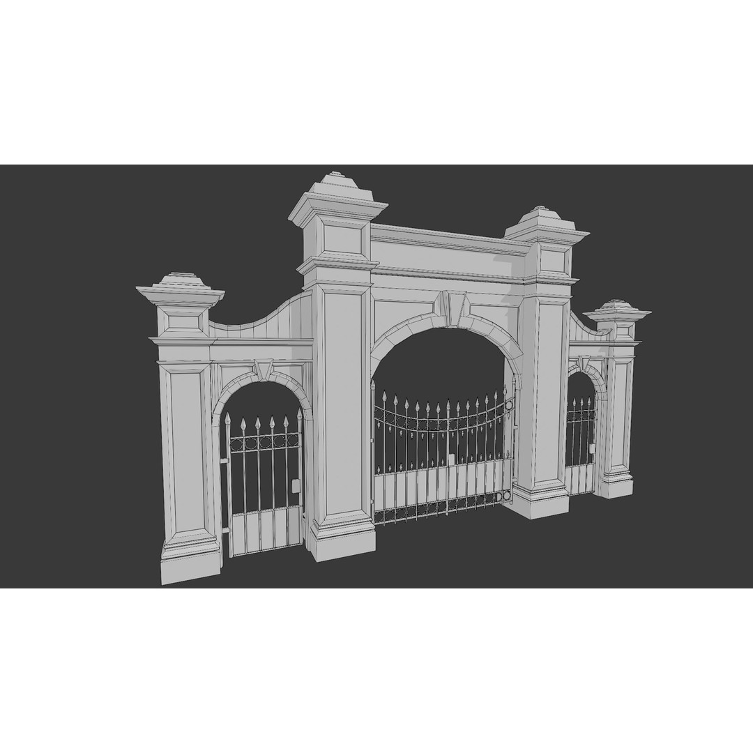 Cemetery Roads and Fences 3D Model – Low Poly Kit, FBX & OBJ Formats - View 12