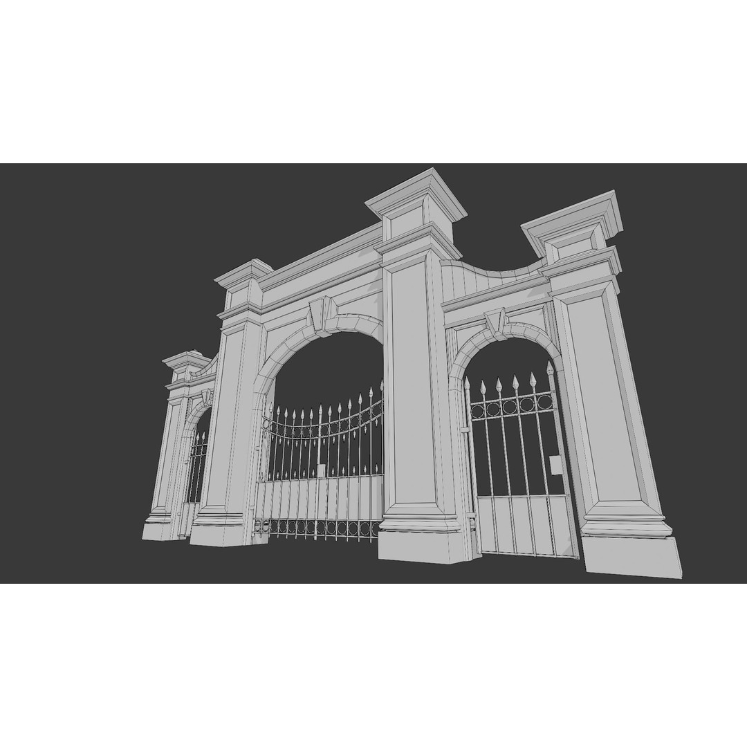 Cemetery Roads and Fences 3D Model – Low Poly Kit, FBX & OBJ Formats - View 14
