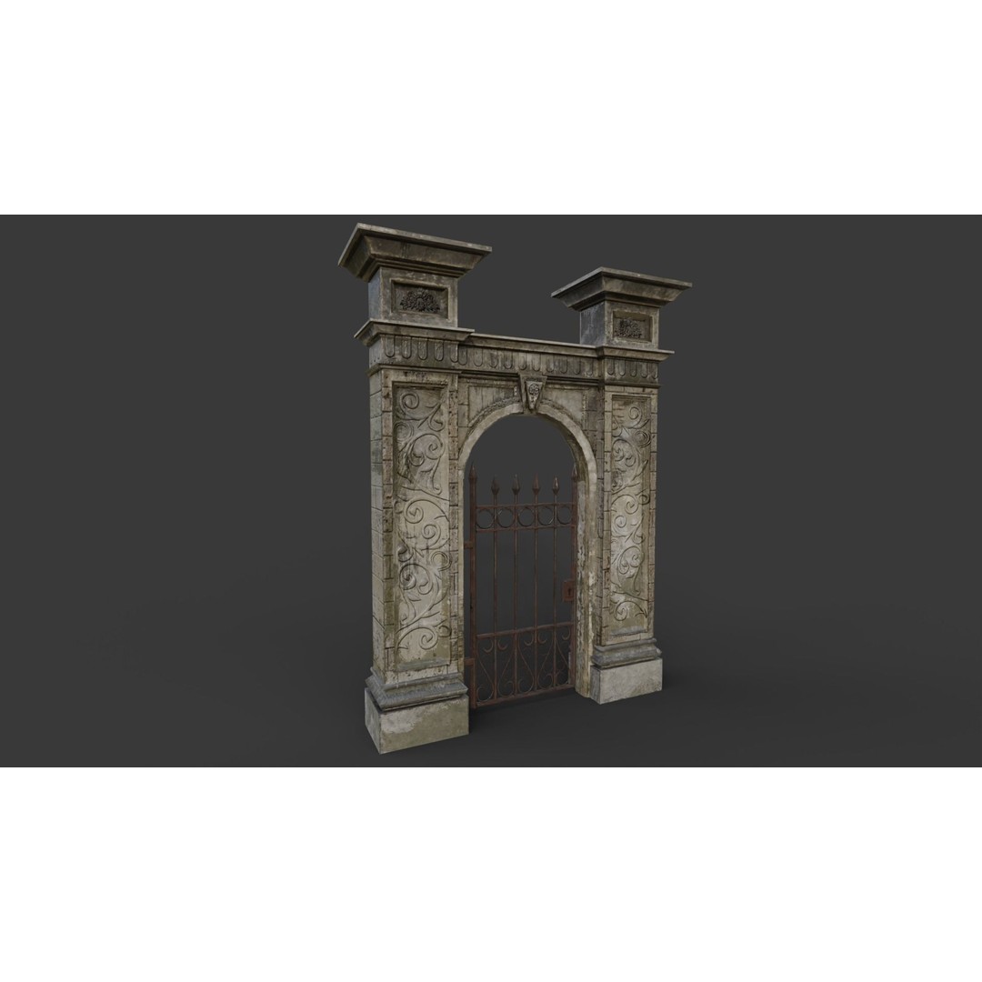 Cemetery Roads and Fences 3D Model – Low Poly Kit, FBX & OBJ Formats - View 15
