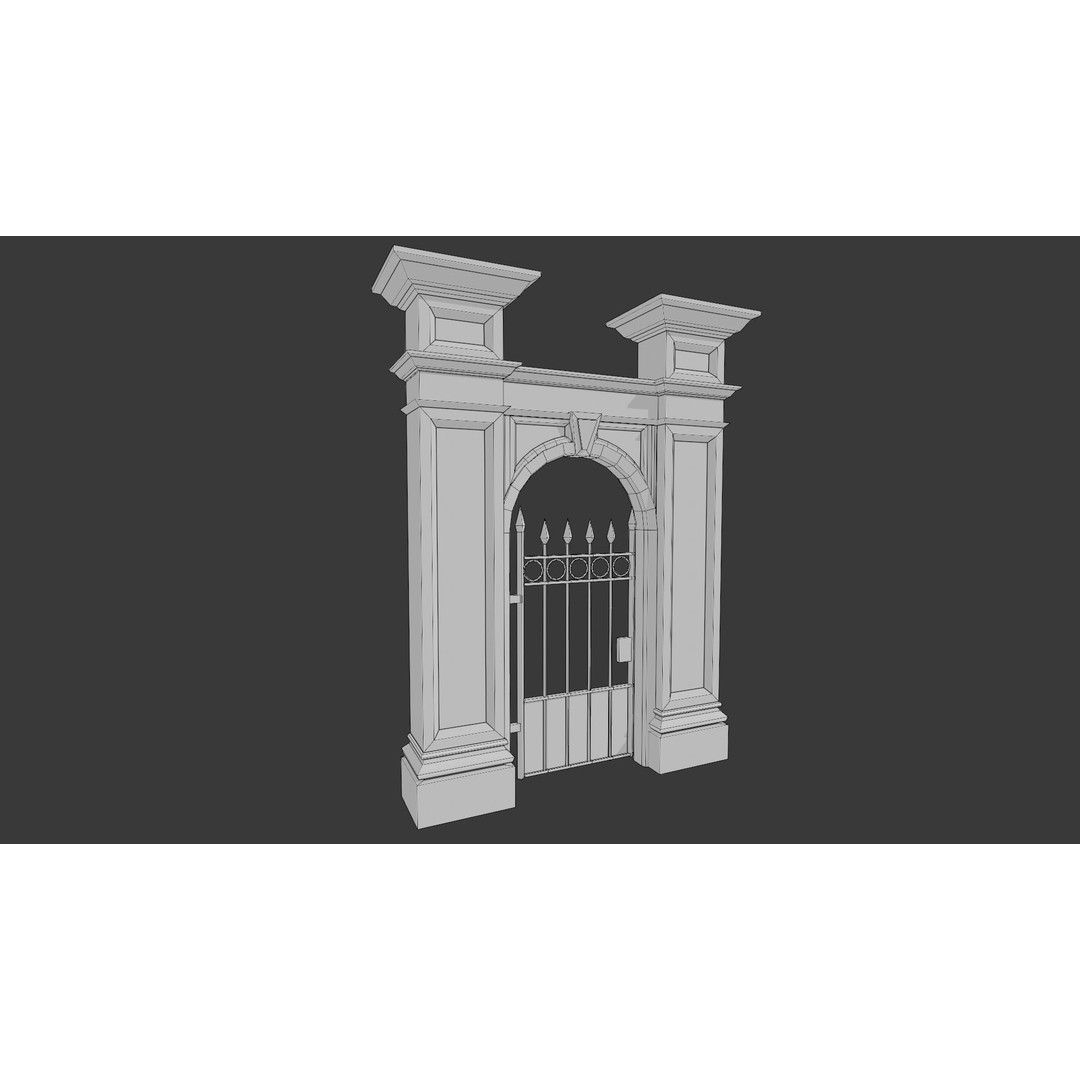 Cemetery Roads and Fences 3D Model – Low Poly Kit, FBX & OBJ Formats - View 16