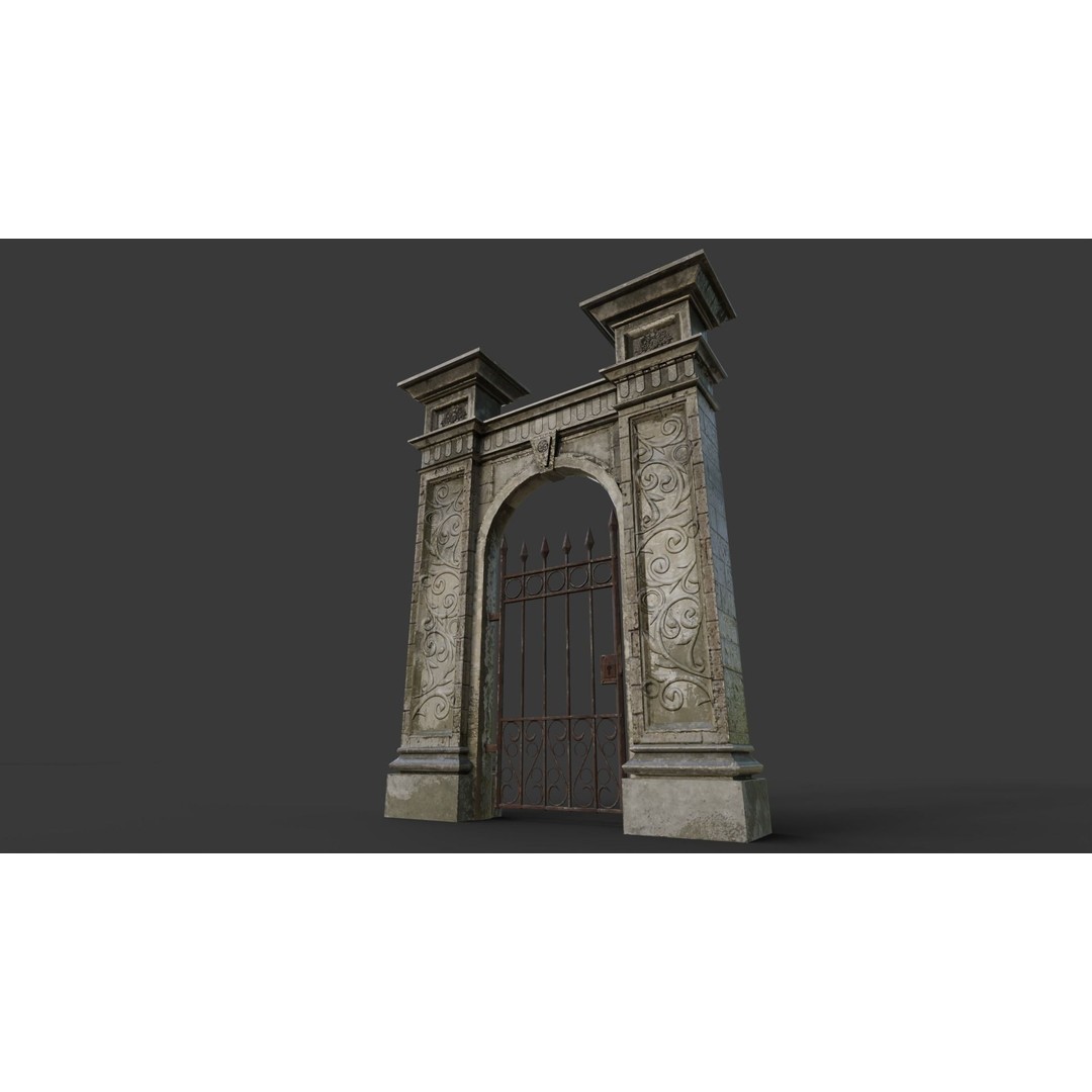 Cemetery Roads and Fences 3D Model – Low Poly Kit, FBX & OBJ Formats - View 17