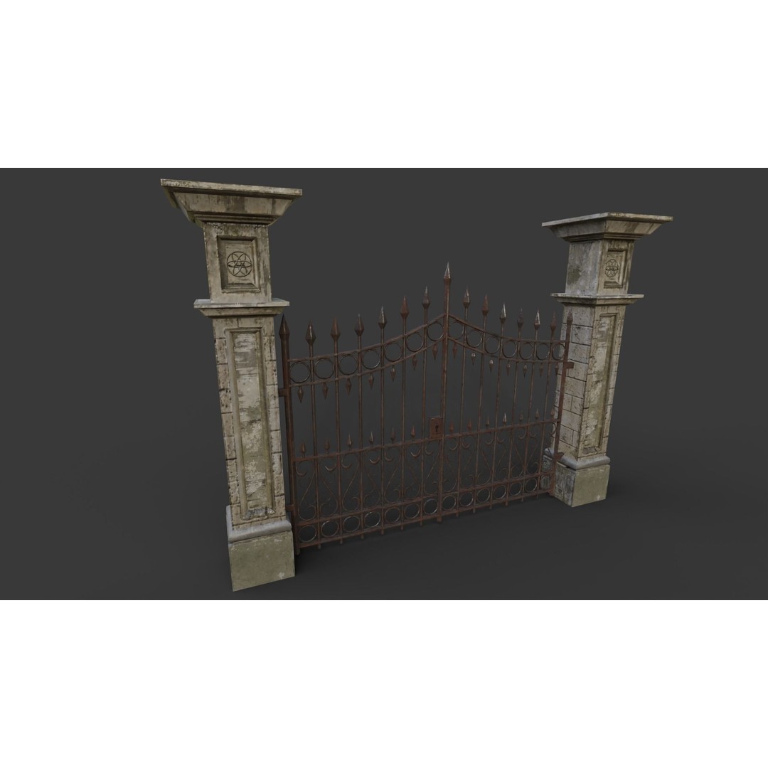 Cemetery Roads and Fences 3D Model – Low Poly Kit, FBX & OBJ Formats - View 19