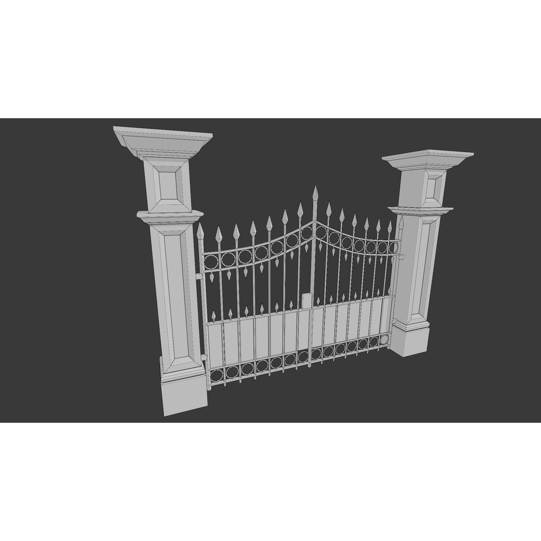 Cemetery Roads and Fences 3D Model – Low Poly Kit, FBX & OBJ Formats - View 20