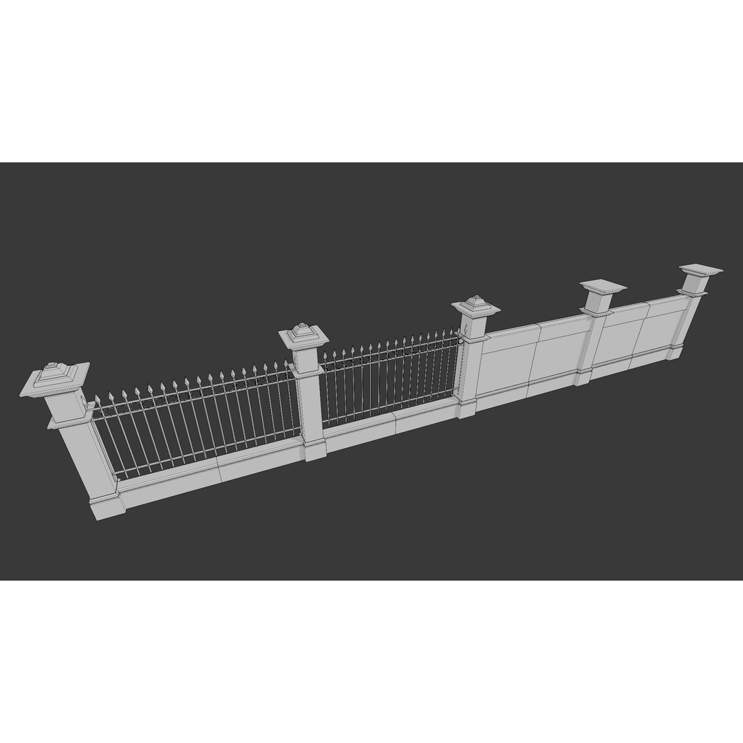 Cemetery Roads and Fences 3D Model – Low Poly Kit, FBX & OBJ Formats - View 24