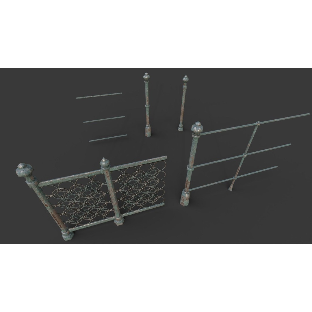 Cemetery Roads and Fences 3D Model – Low Poly Kit, FBX & OBJ Formats - View 27