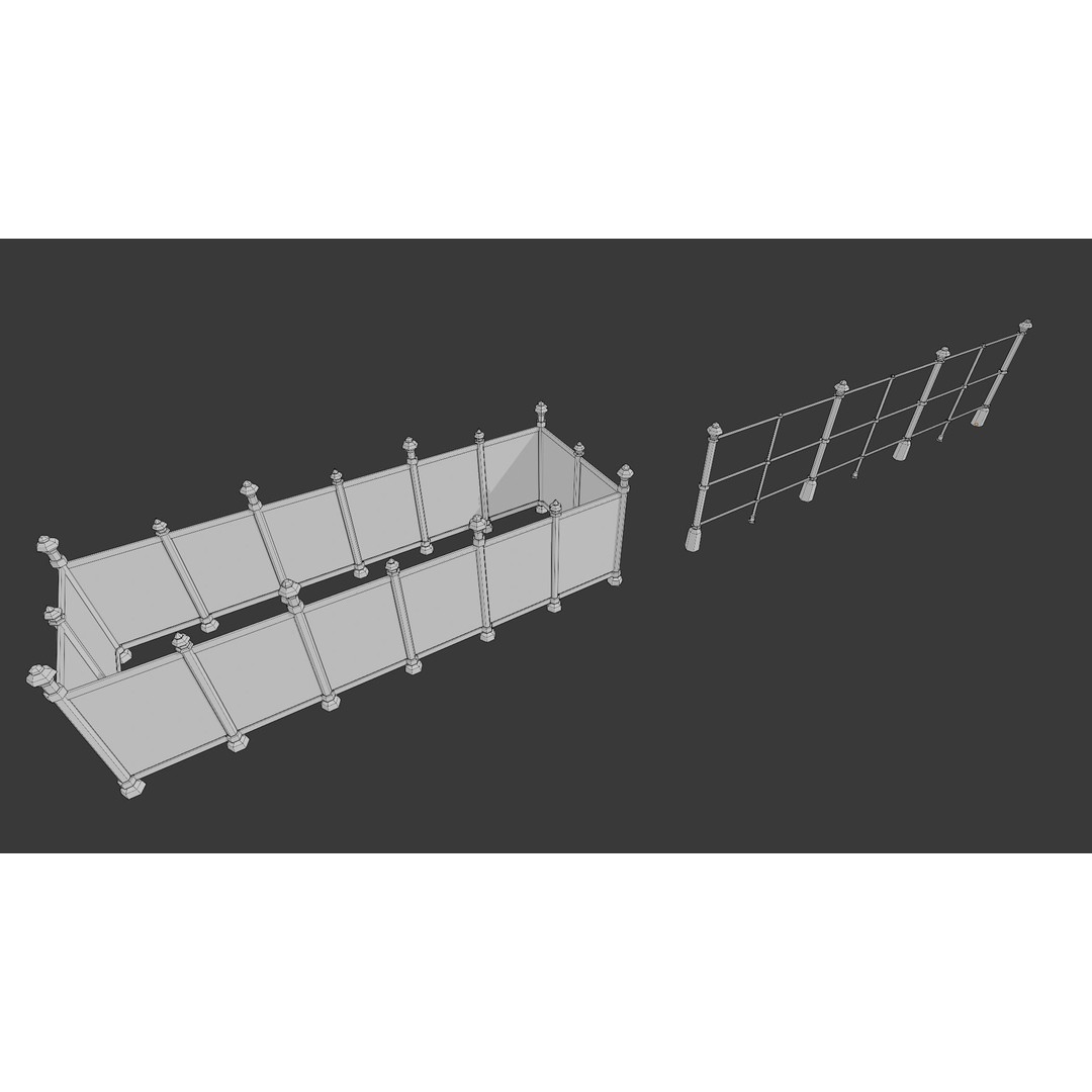 Cemetery Roads and Fences 3D Model – Low Poly Kit, FBX & OBJ Formats - View 30