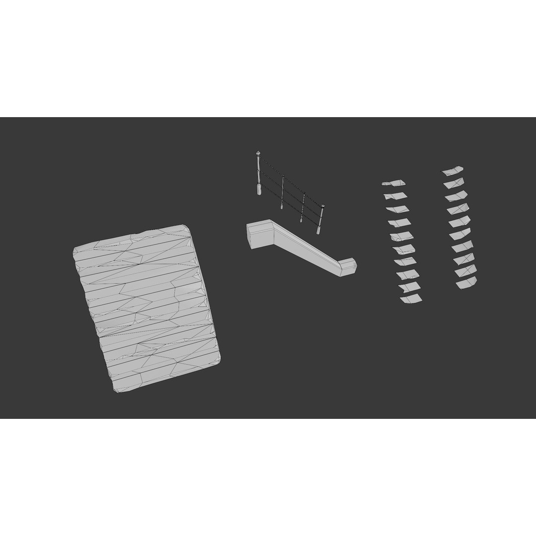Cemetery Roads and Fences 3D Model – Low Poly Kit, FBX & OBJ Formats - View 32
