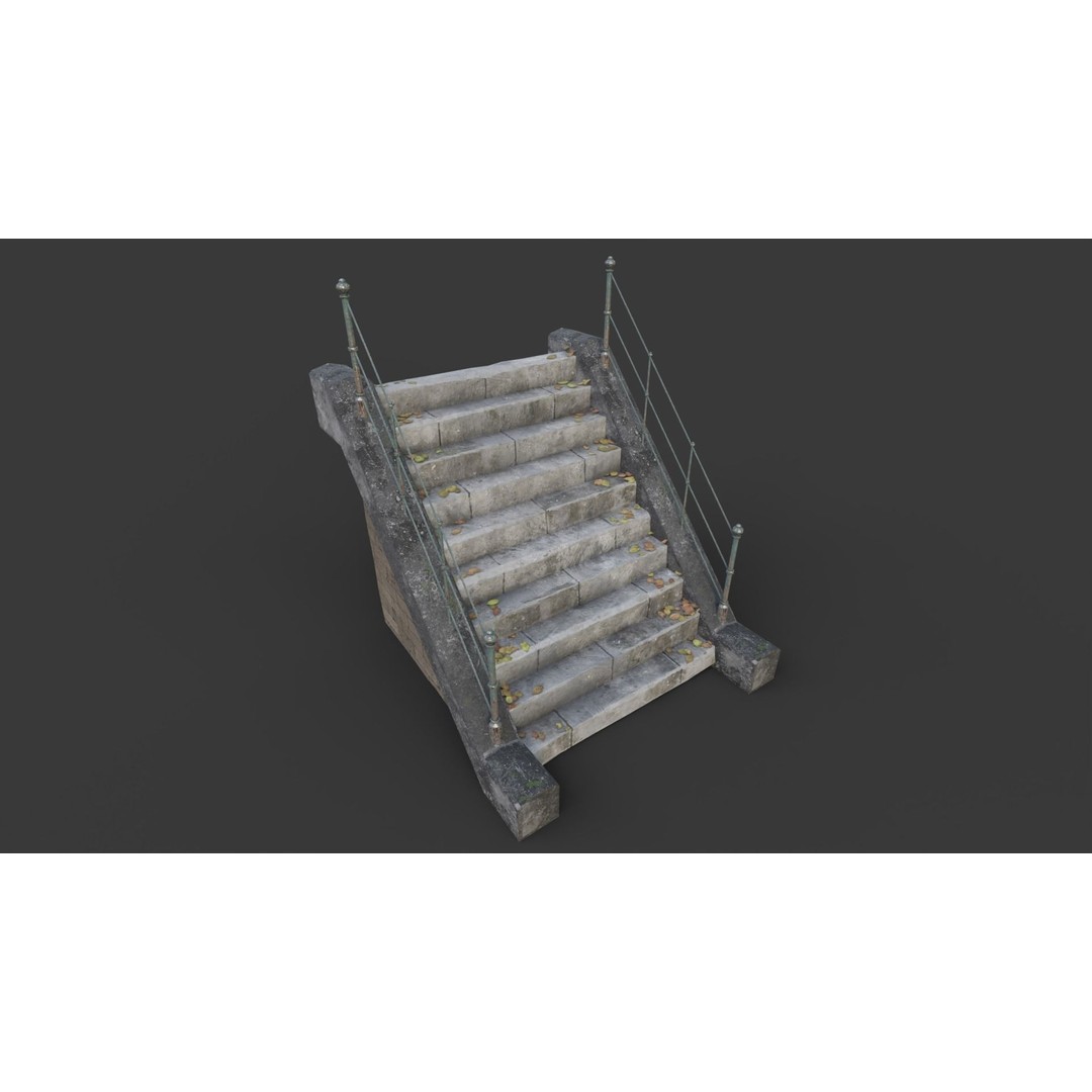 Cemetery Roads and Fences 3D Model – Low Poly Kit, FBX & OBJ Formats - View 33