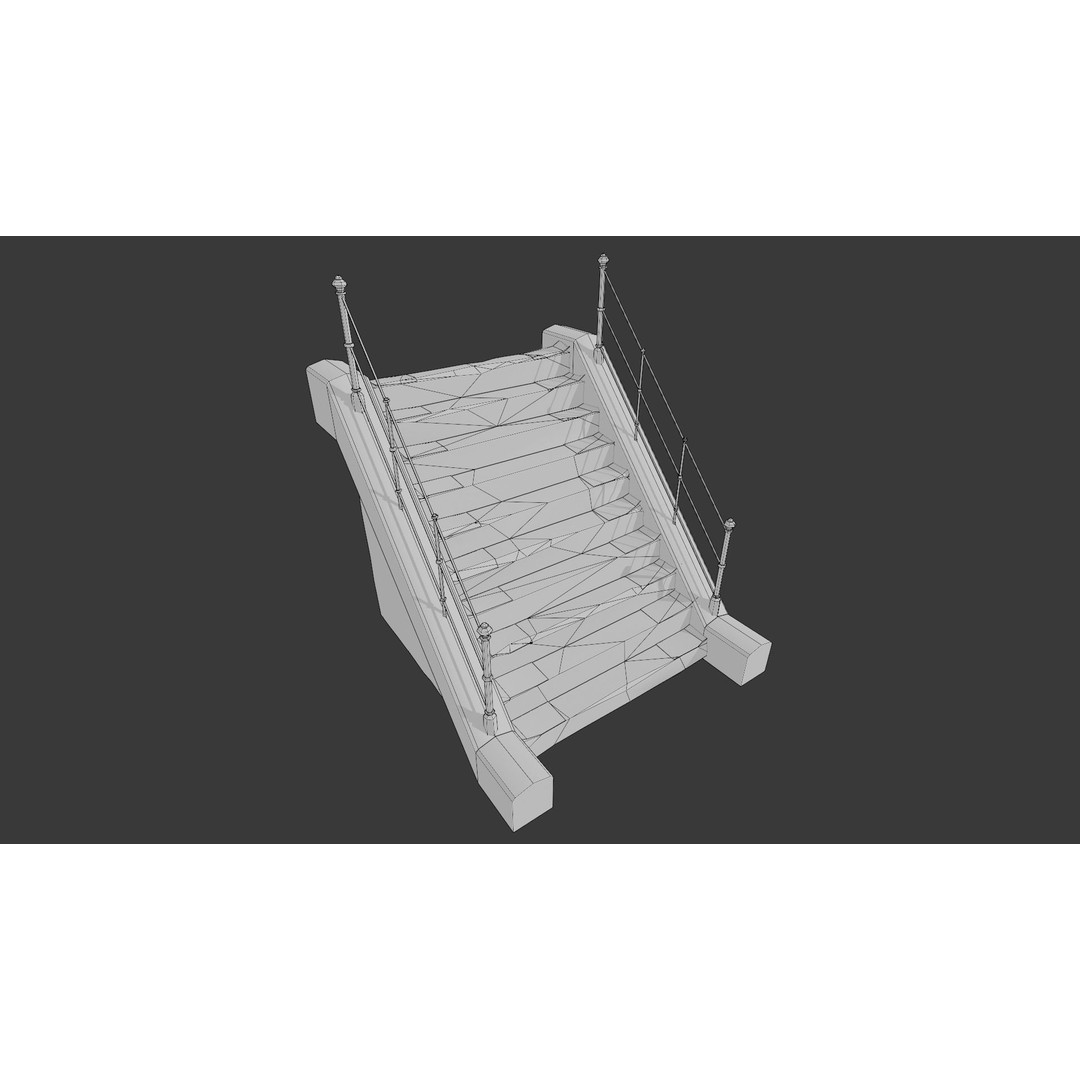 Cemetery Roads and Fences 3D Model – Low Poly Kit, FBX & OBJ Formats - View 34