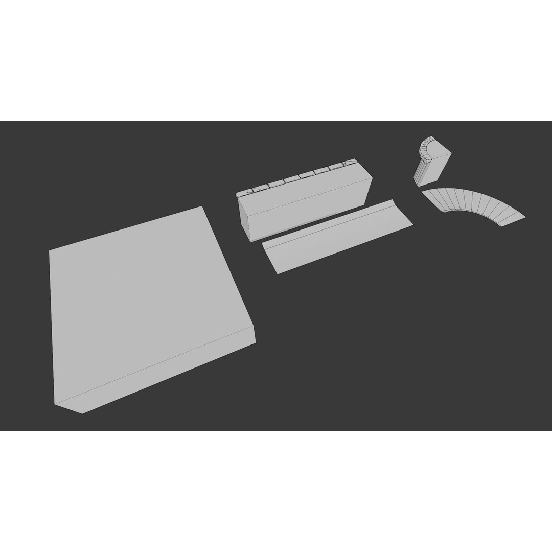 Cemetery Roads and Fences 3D Model – Low Poly Kit, FBX & OBJ Formats - View 36