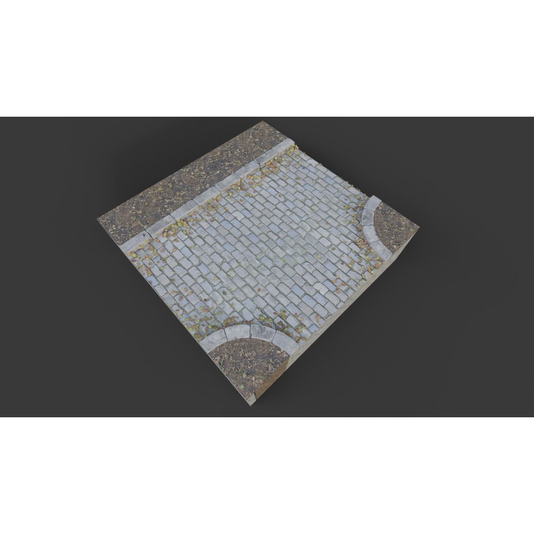 Cemetery Roads and Fences 3D Model – Low Poly Kit, FBX & OBJ Formats - View 37