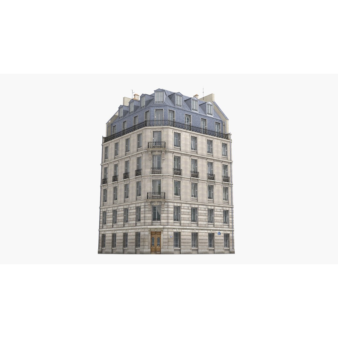 Paris House Collection 3D Model – Low Poly Photorealistic City Set, FBX - View 10