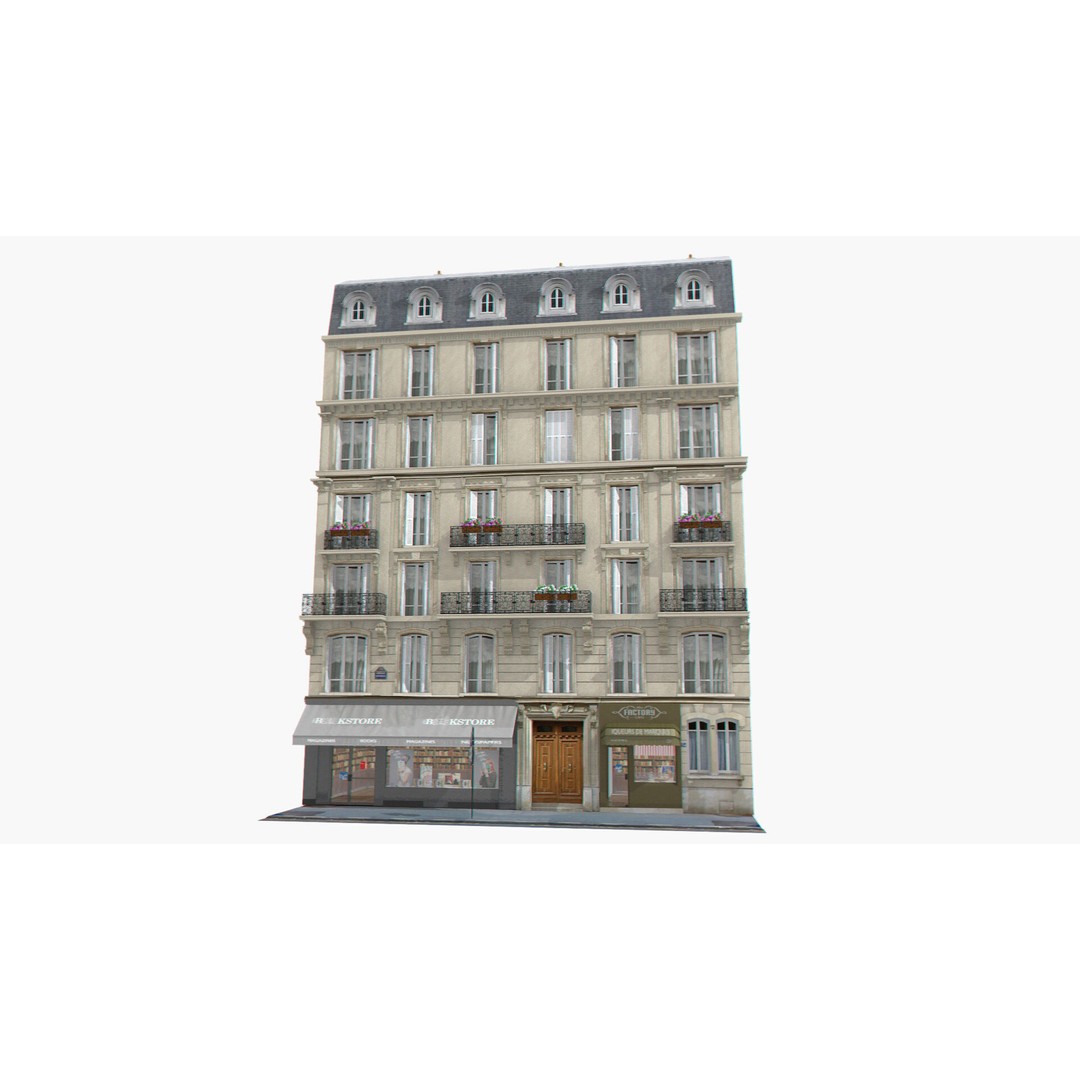 Paris House Collection 3D Model – Low Poly Photorealistic City Set, FBX - View 12