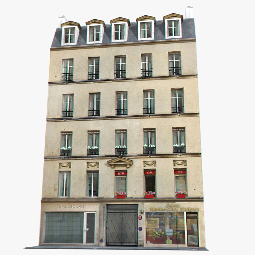 Paris House Collection 3D Model – Low Poly Photorealistic City Set, FBX - View 13