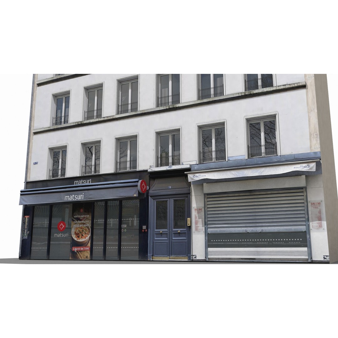 Paris House Collection 3D Model – Low Poly Photorealistic City Set, FBX - View 14