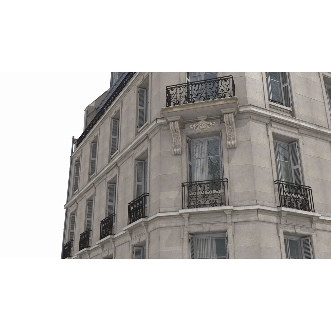 Paris House Collection 3D Model – Low Poly Photorealistic City Set, FBX - View 16