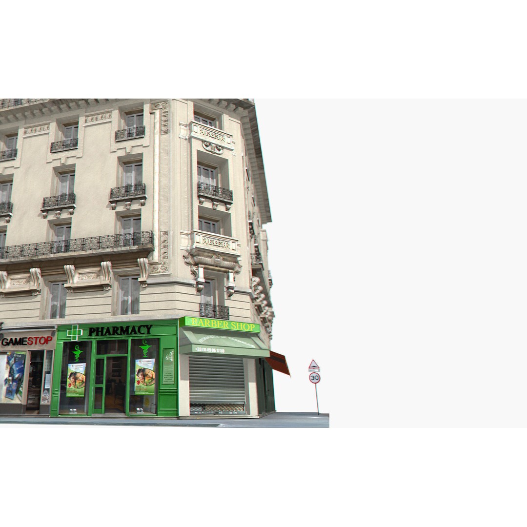 Paris House Collection 3D Model – Low Poly Photorealistic City Set, FBX - View 22