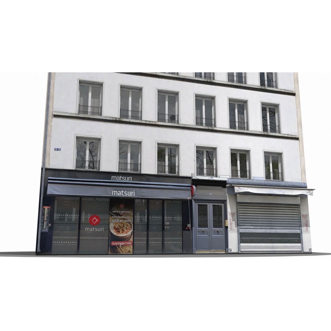 Paris House Collection 3D Model – Low Poly Photorealistic City Set, FBX - View 23