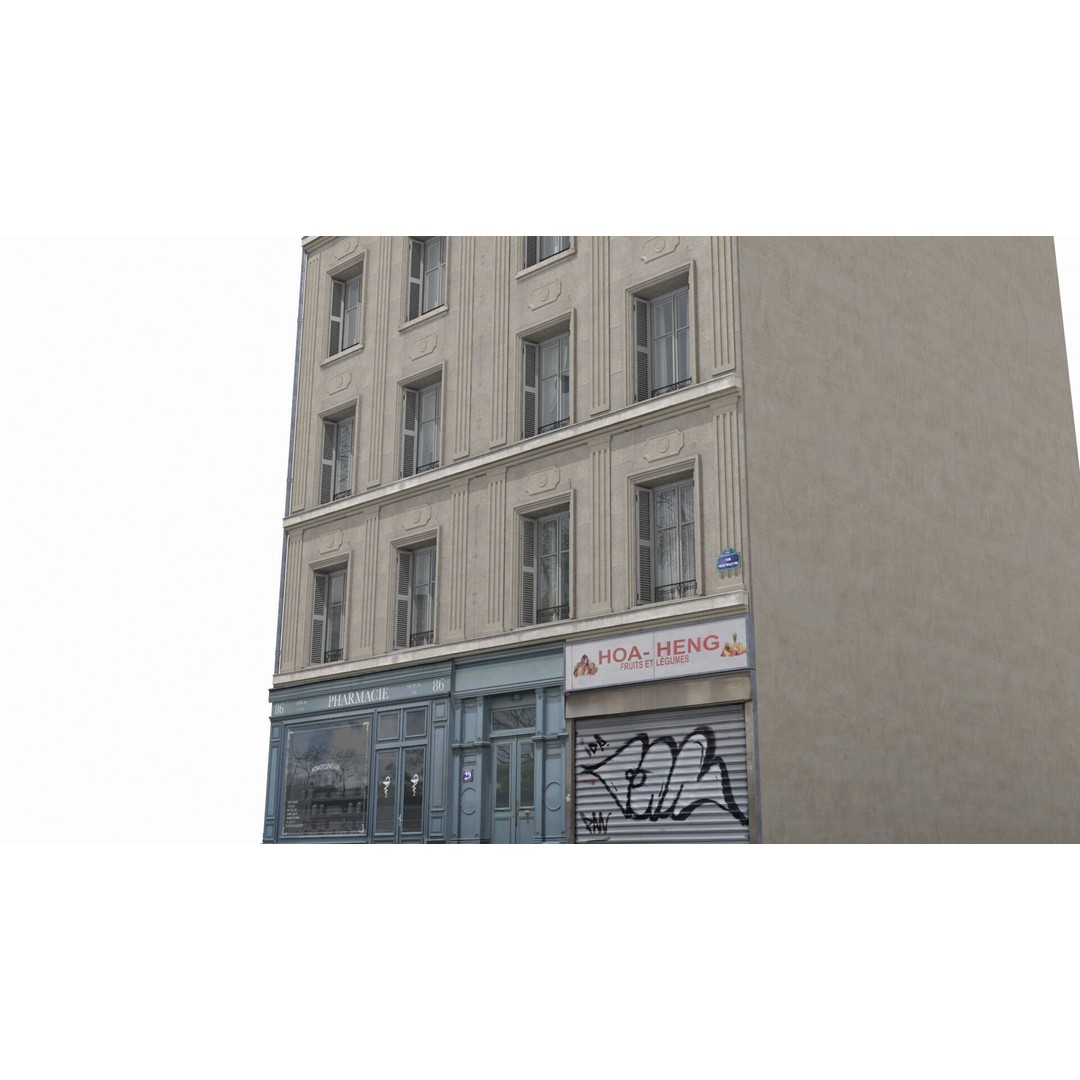 Paris House Collection 3D Model – Low Poly Photorealistic City Set, FBX - View 25
