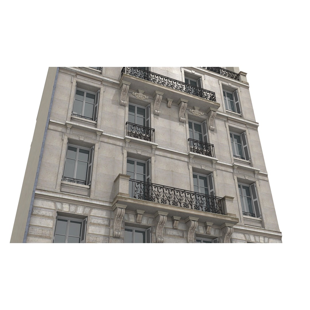 Paris House Collection 3D Model – Low Poly Photorealistic City Set, FBX - View 26