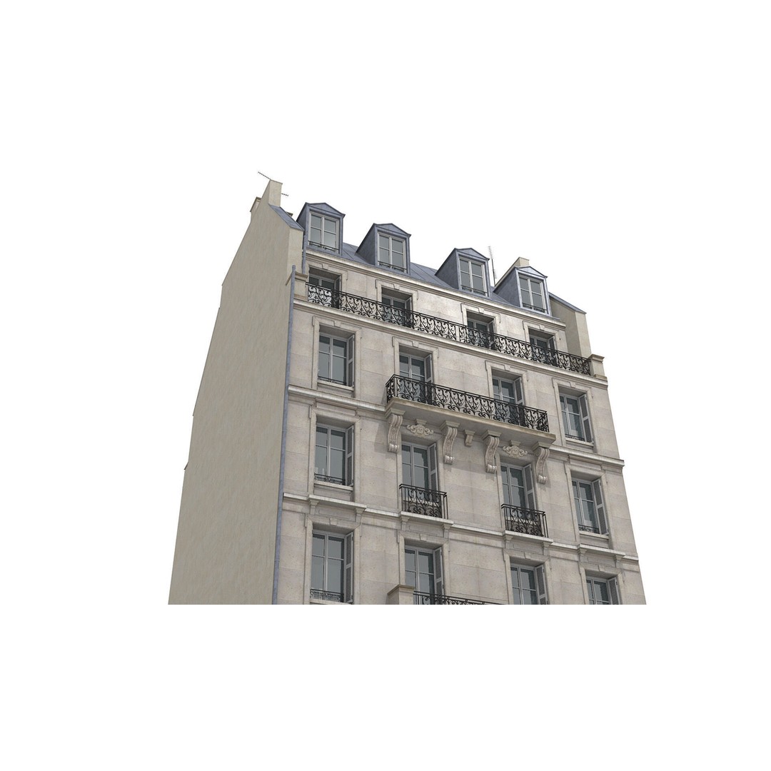 Paris House Collection 3D Model – Low Poly Photorealistic City Set, FBX - View 28