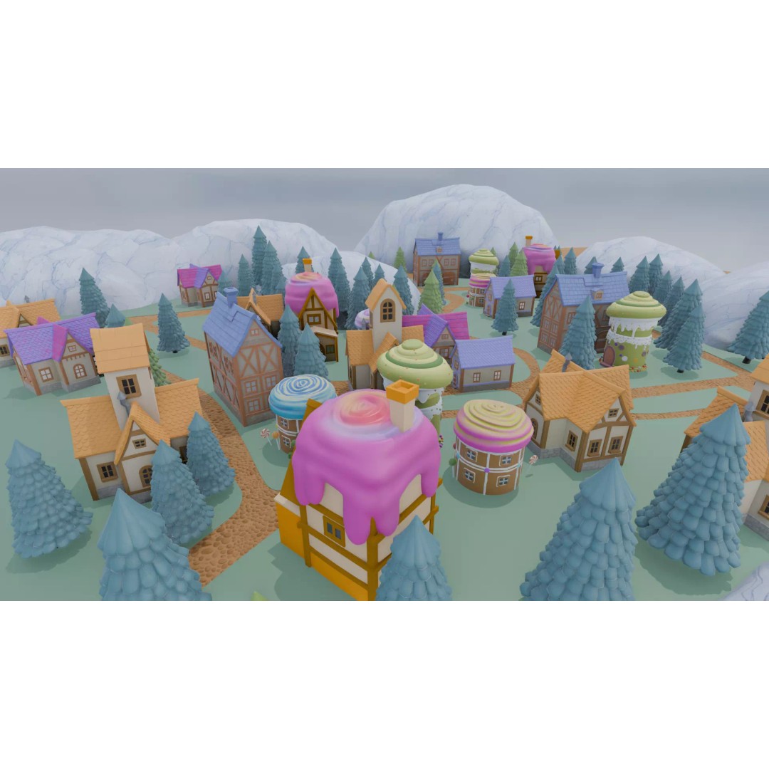 Whimsical Village Scene 3D Model – PBR Environment for Blender - View 2