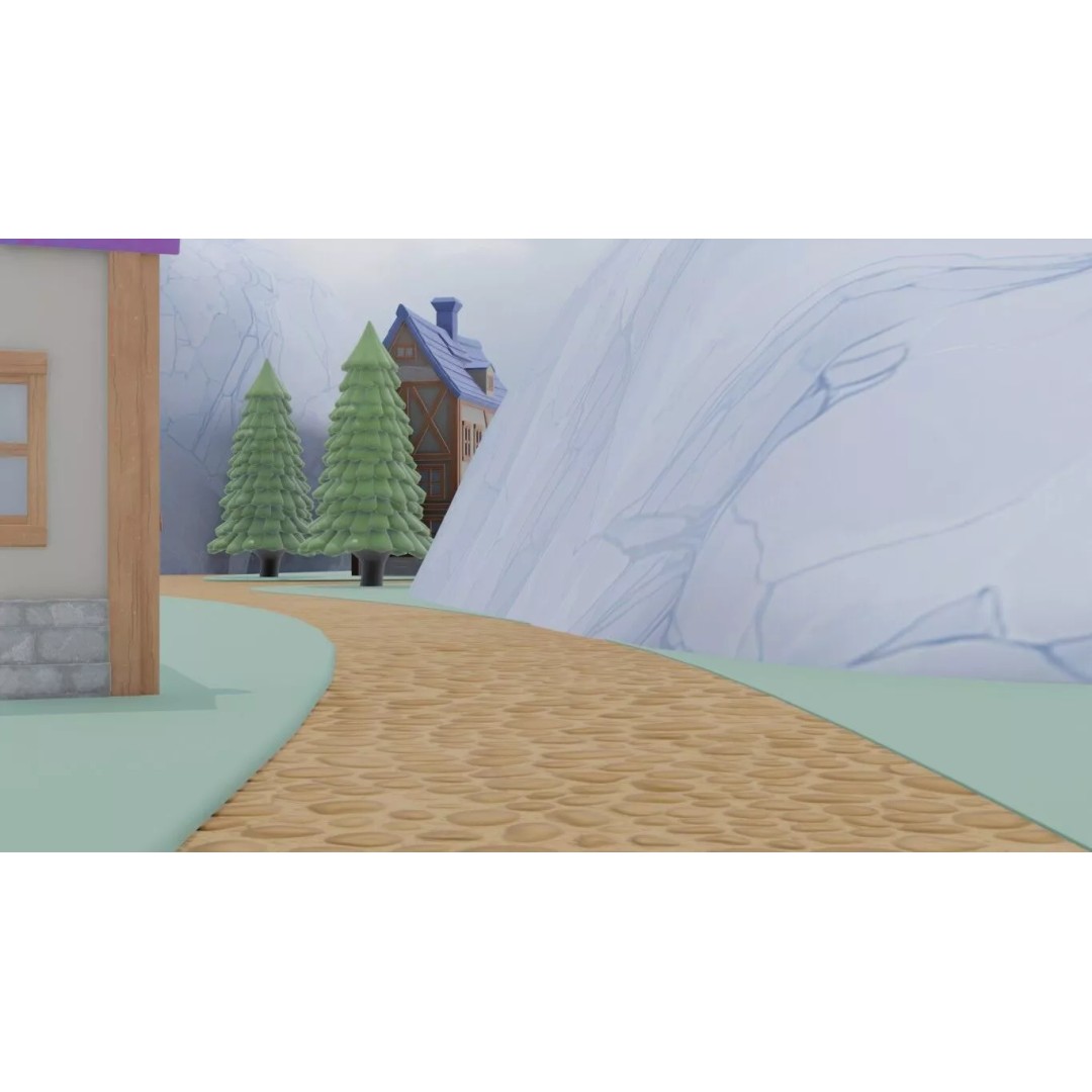 Whimsical Village Scene 3D Model – PBR Environment for Blender - View 6