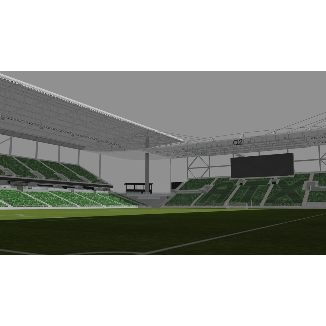 Q2 Stadium 3D Model – Low Poly Soccer Venue, FBX & OBJ - View 5
