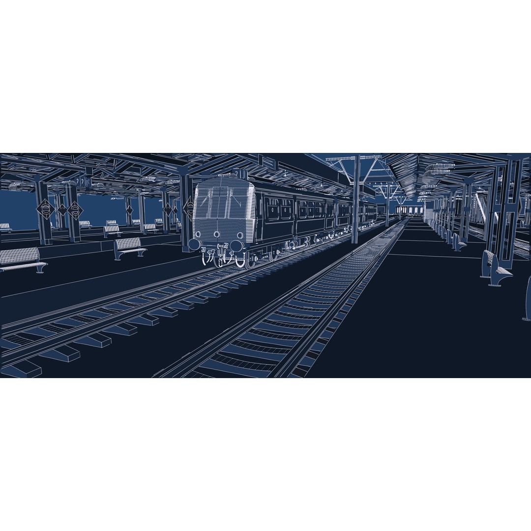 Fictional Train Depot 3D Model – Detailed Train Station Asset, FBX