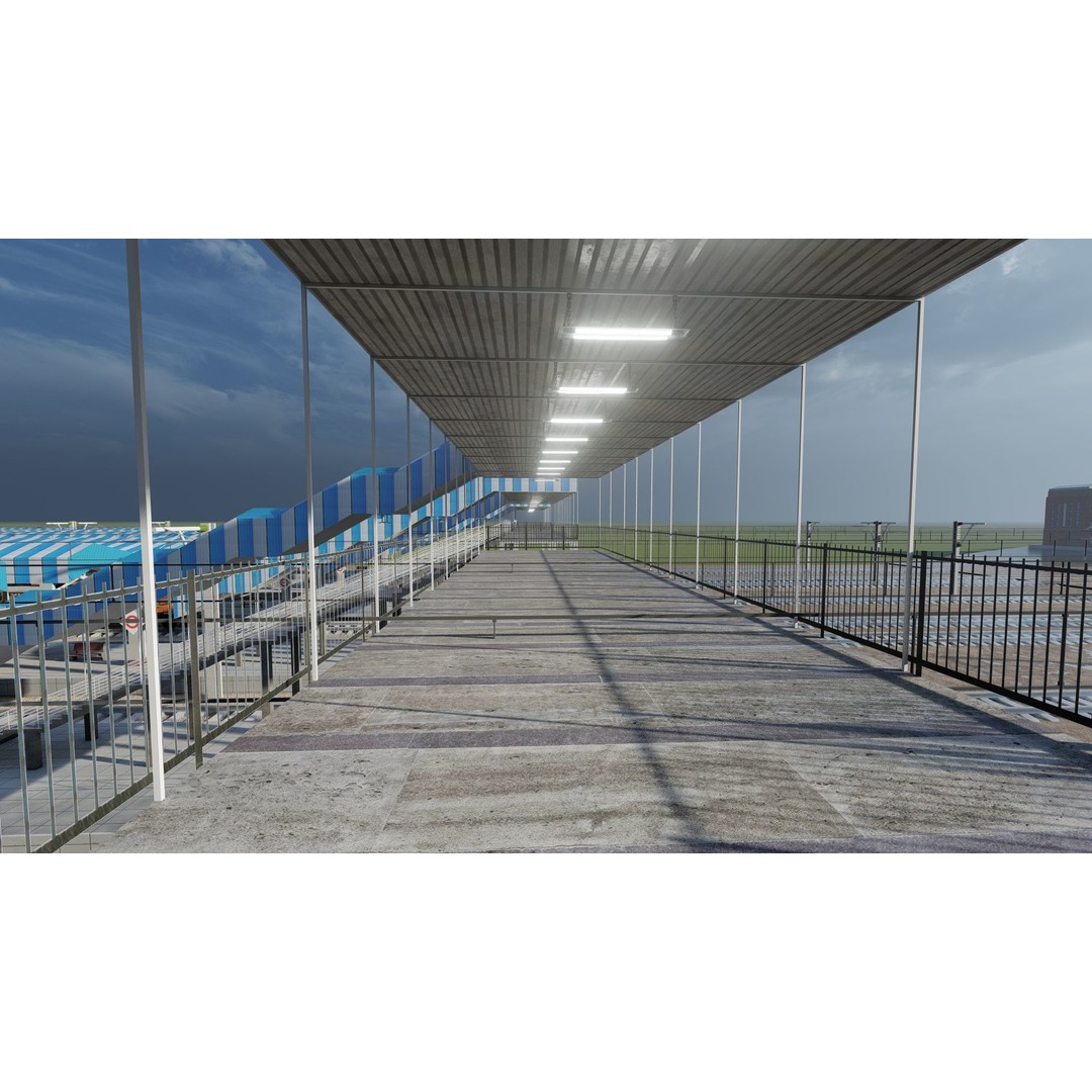 Fictional Train Depot 3D Model – Detailed Train Station Asset, FBX - View 10