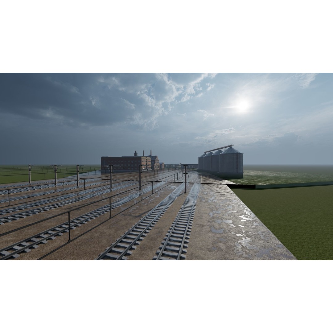 Fictional Train Depot 3D Model – Detailed Train Station Asset, FBX - View 11