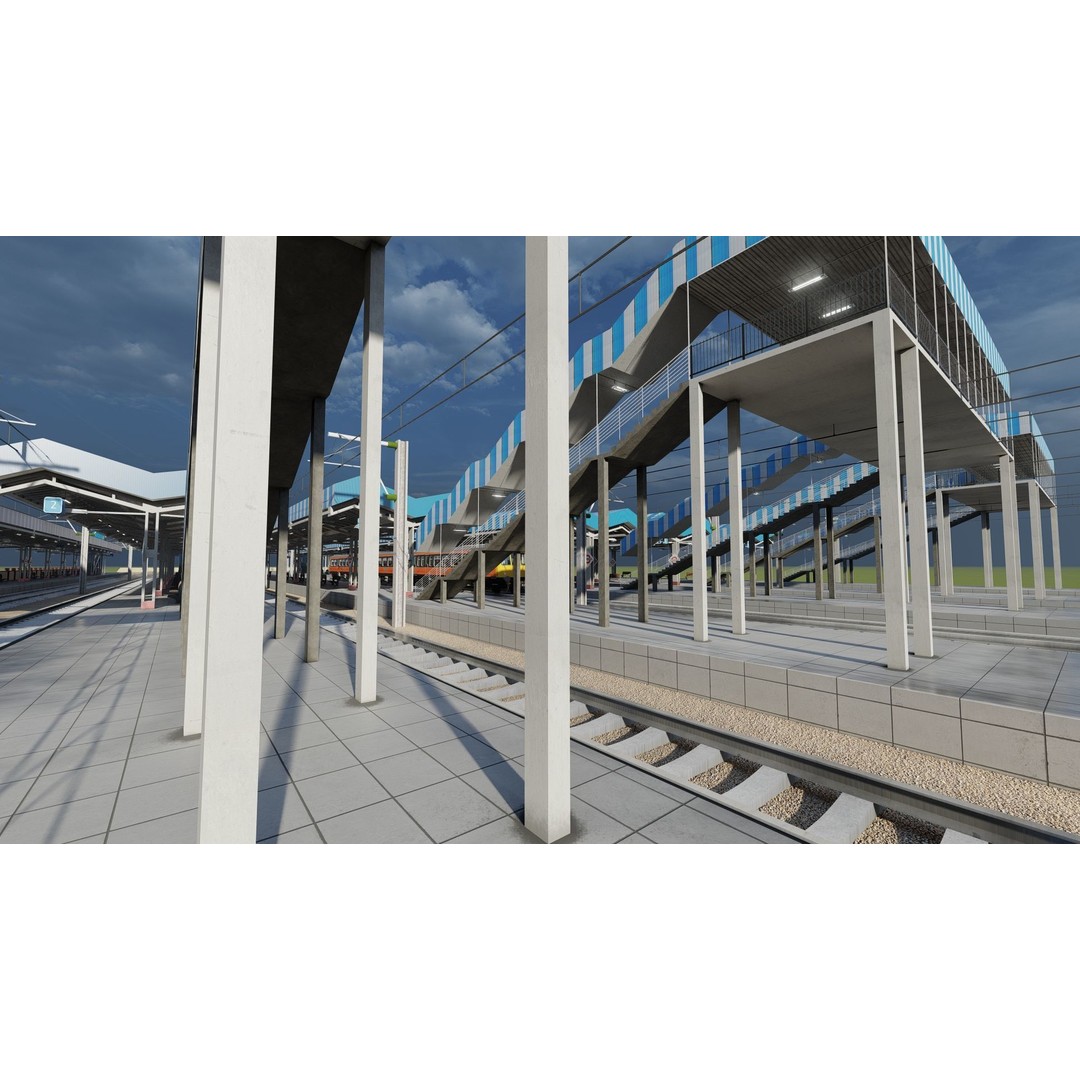 Fictional Train Depot 3D Model – Detailed Train Station Asset, FBX - View 12