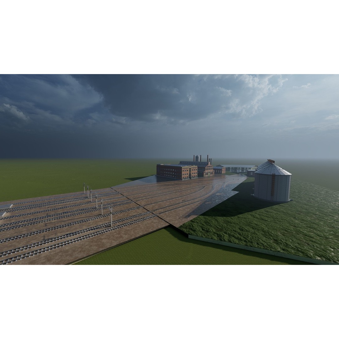 Fictional Train Depot 3D Model – Detailed Train Station Asset, FBX - View 13