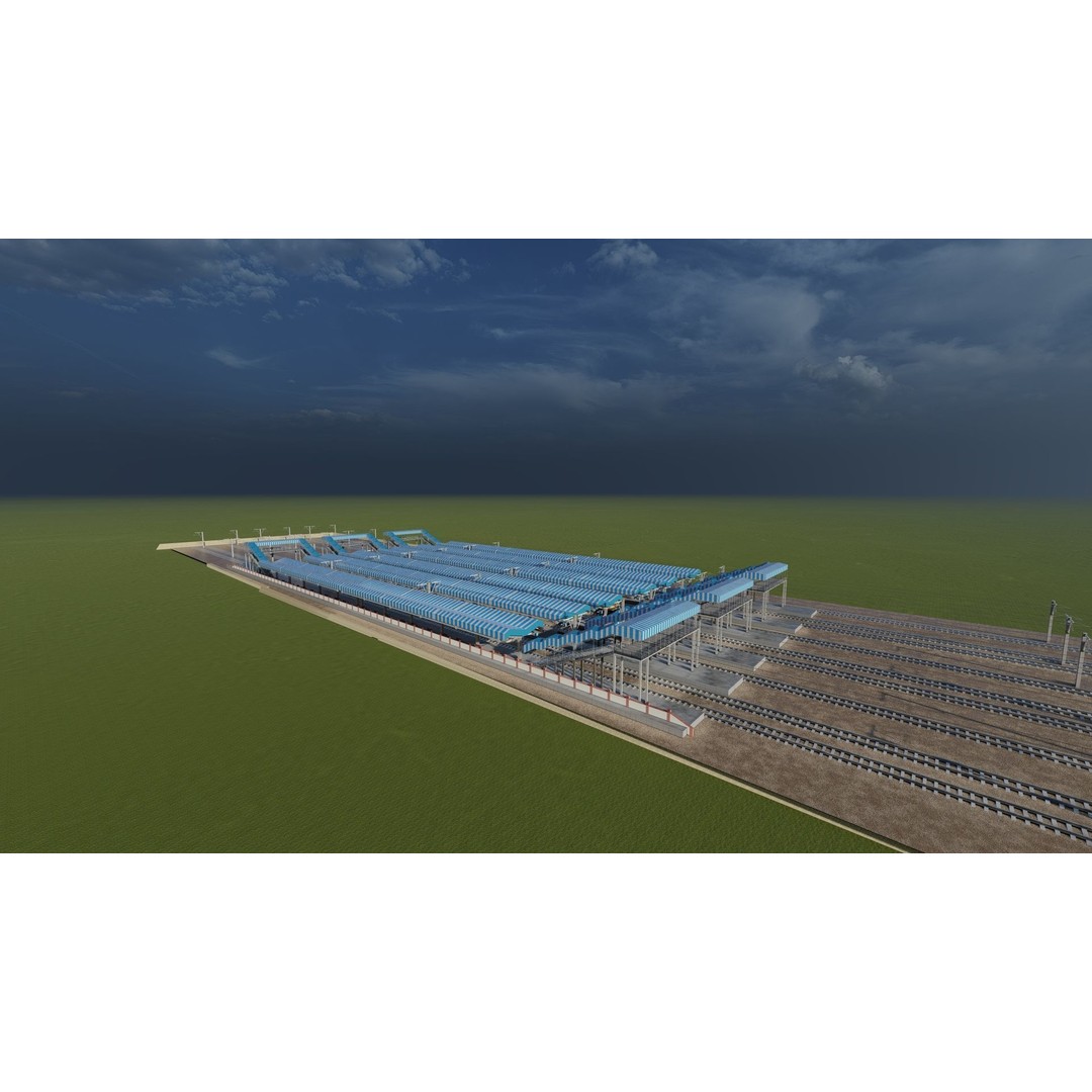 Fictional Train Depot 3D Model – Detailed Train Station Asset, FBX - View 14