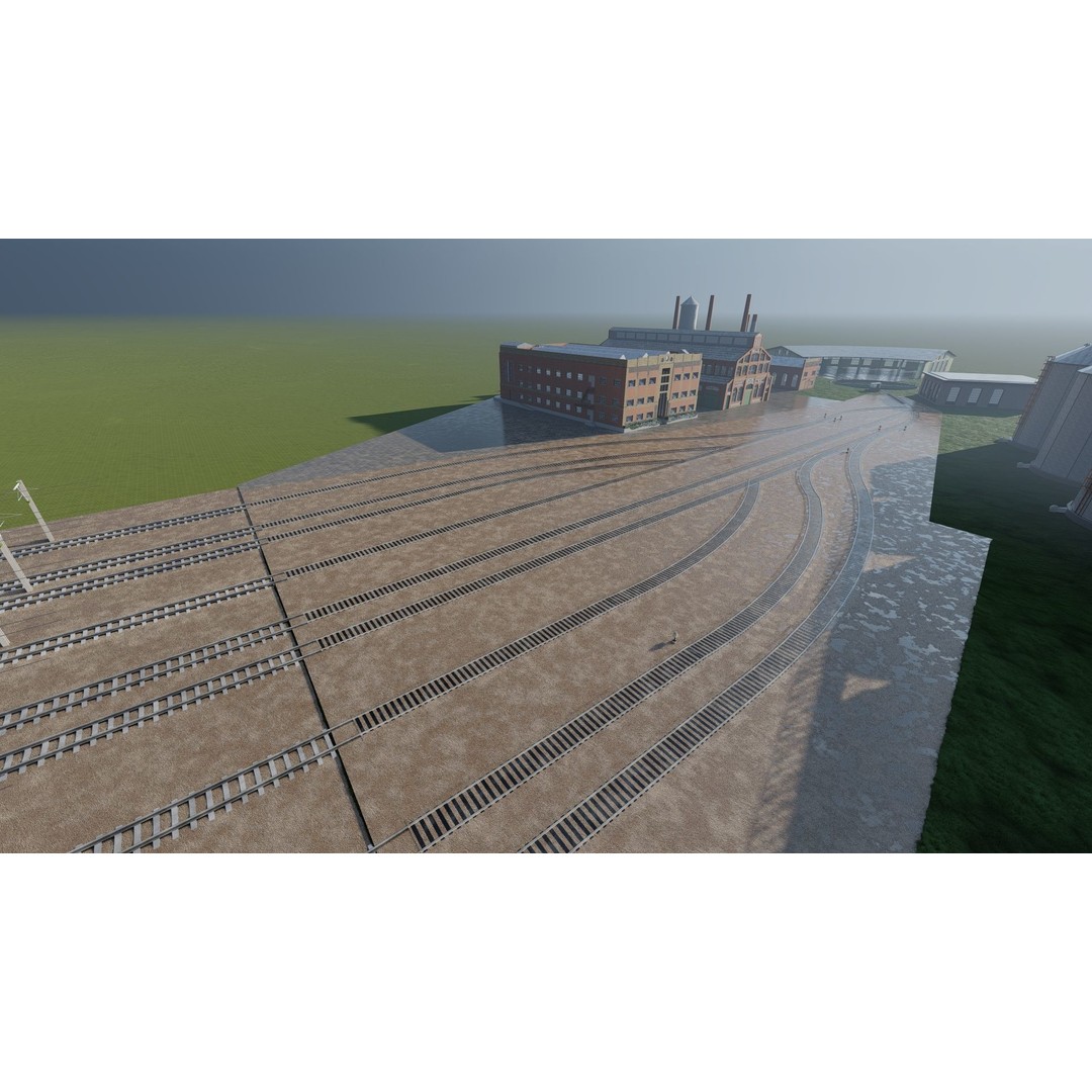 Fictional Train Depot 3D Model – Detailed Train Station Asset, FBX - View 15