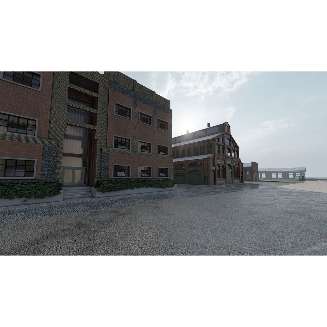 Fictional Train Depot 3D Model – Detailed Train Station Asset, FBX - View 17