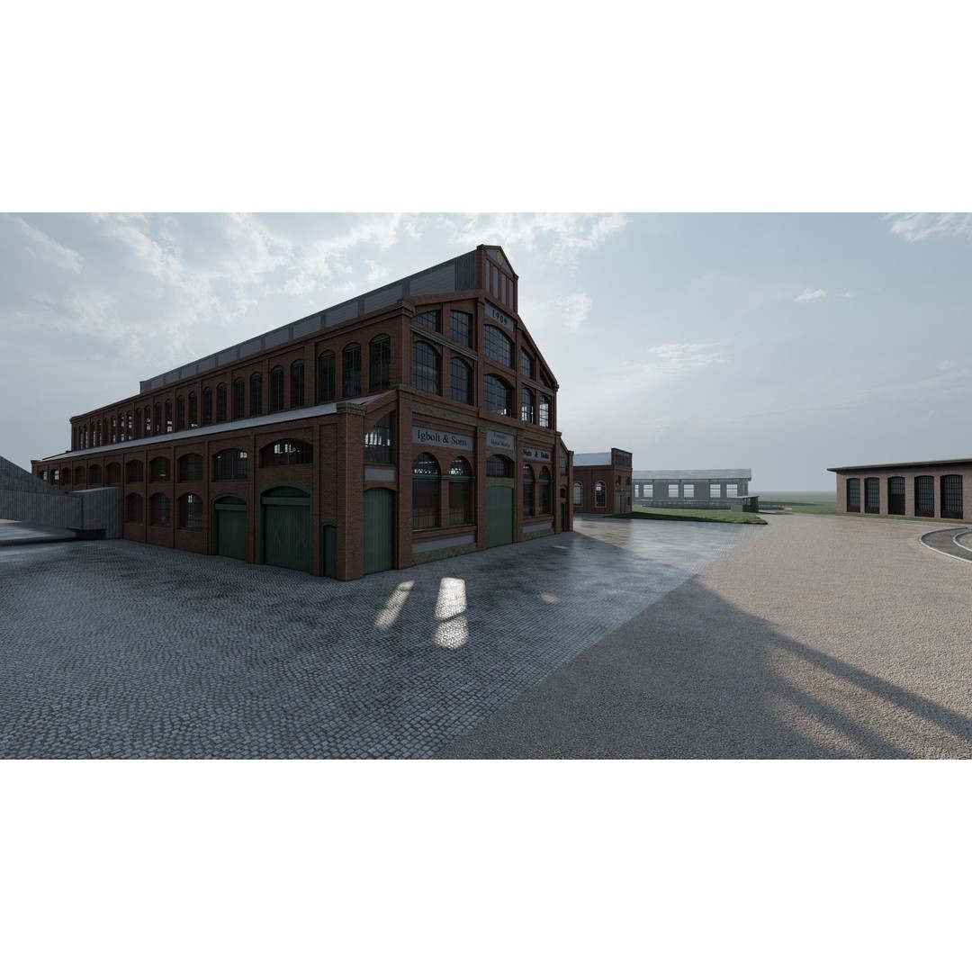 Fictional Train Depot 3D Model – Detailed Train Station Asset, FBX - View 18
