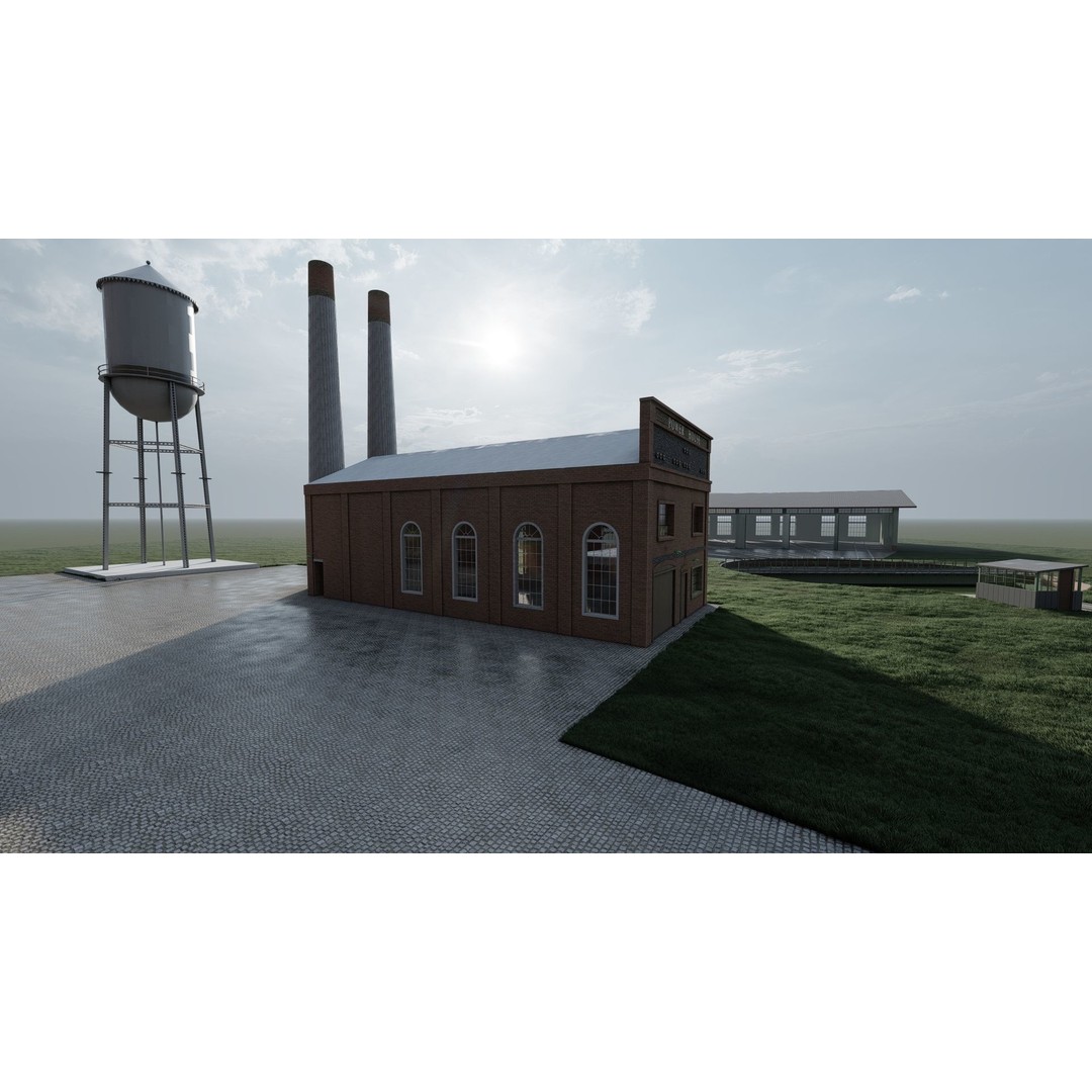 Fictional Train Depot 3D Model – Detailed Train Station Asset, FBX - View 19