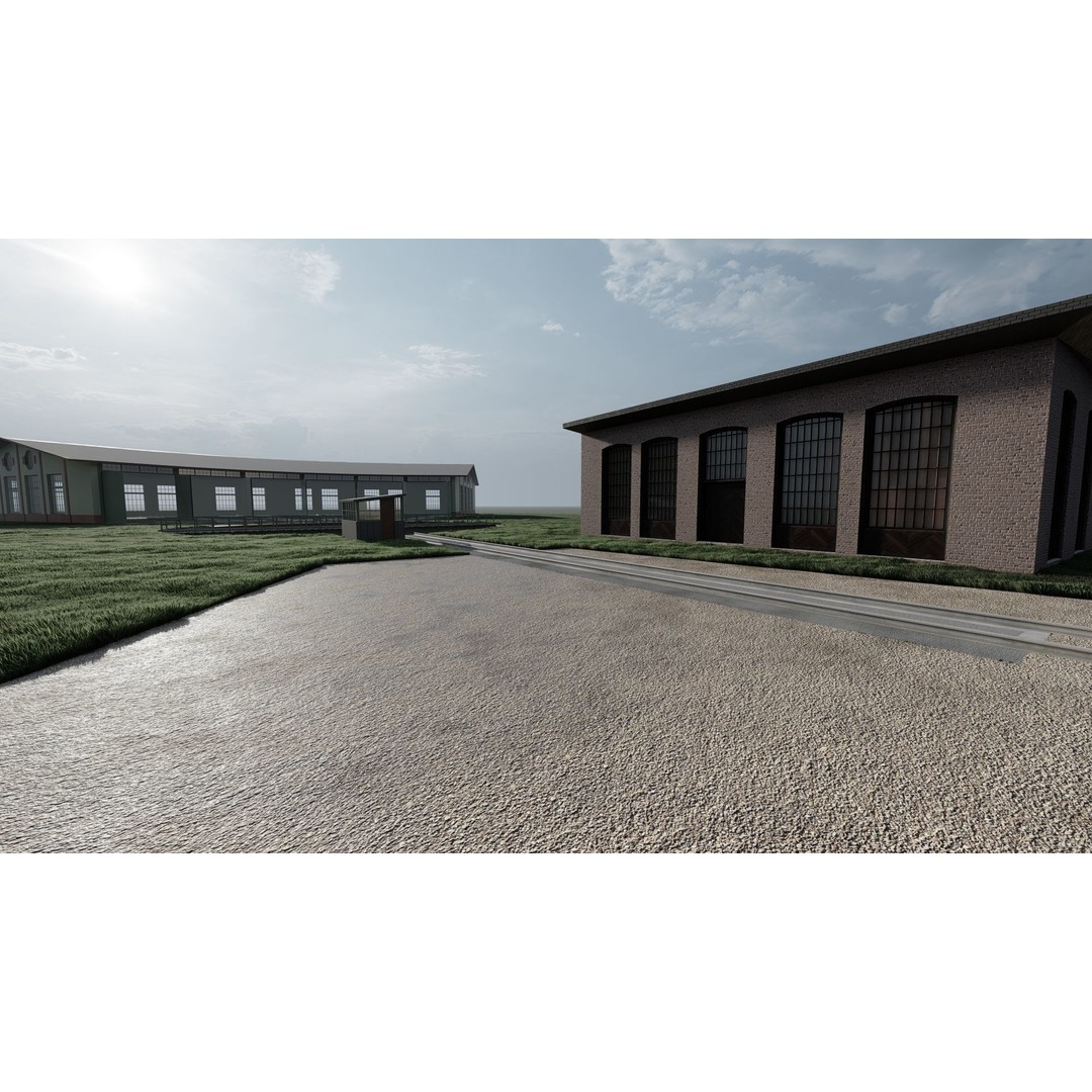 Fictional Train Depot 3D Model – Detailed Train Station Asset, FBX - View 20