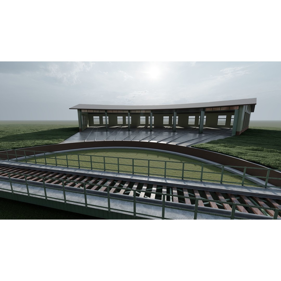 Fictional Train Depot 3D Model – Detailed Train Station Asset, FBX - View 21