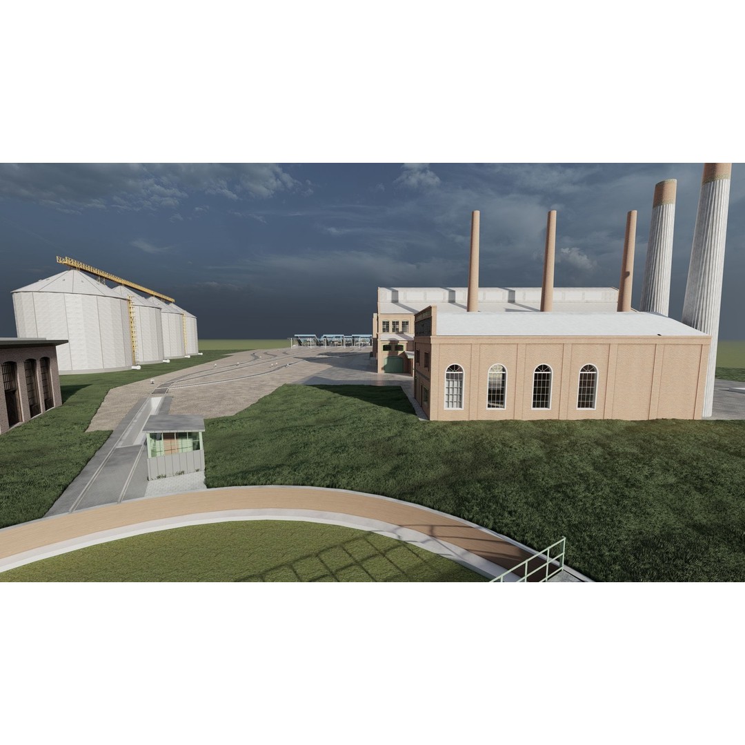 Fictional Train Depot 3D Model – Detailed Train Station Asset, FBX - View 24