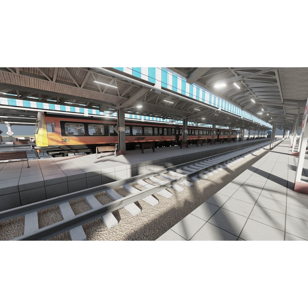 Fictional Train Depot 3D Model – Detailed Train Station Asset, FBX - View 26