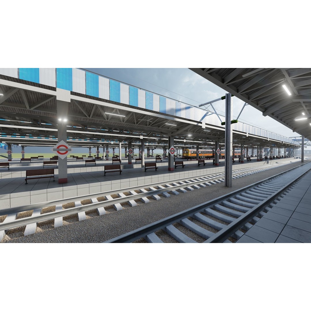 Fictional Train Depot 3D Model – Detailed Train Station Asset, FBX - View 3