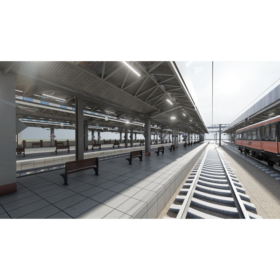Fictional Train Depot 3D Model – Detailed Train Station Asset, FBX - View 31
