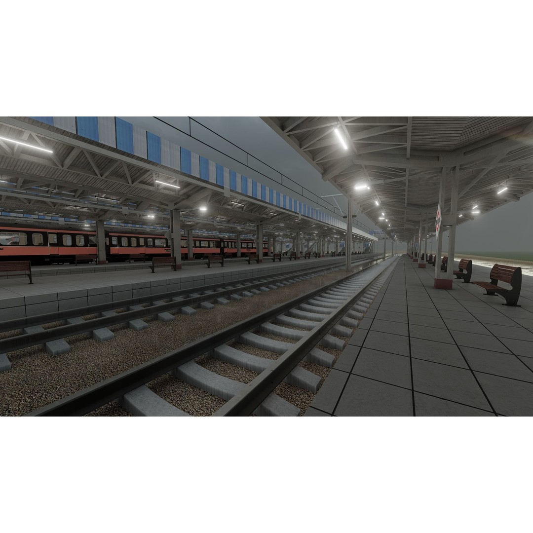 Fictional Train Depot 3D Model – Detailed Train Station Asset, FBX - View 32