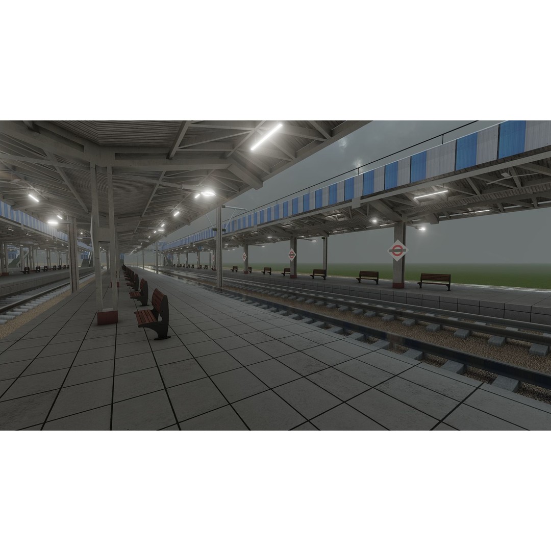 Fictional Train Depot 3D Model – Detailed Train Station Asset, FBX - View 34