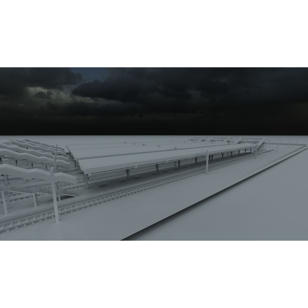 Fictional Train Depot 3D Model – Detailed Train Station Asset, FBX - View 35